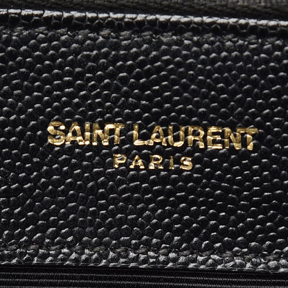 Saint Laurent Grain De Poudre Matelasse Chevron Monogram Shopping Bag Black 8 of 12