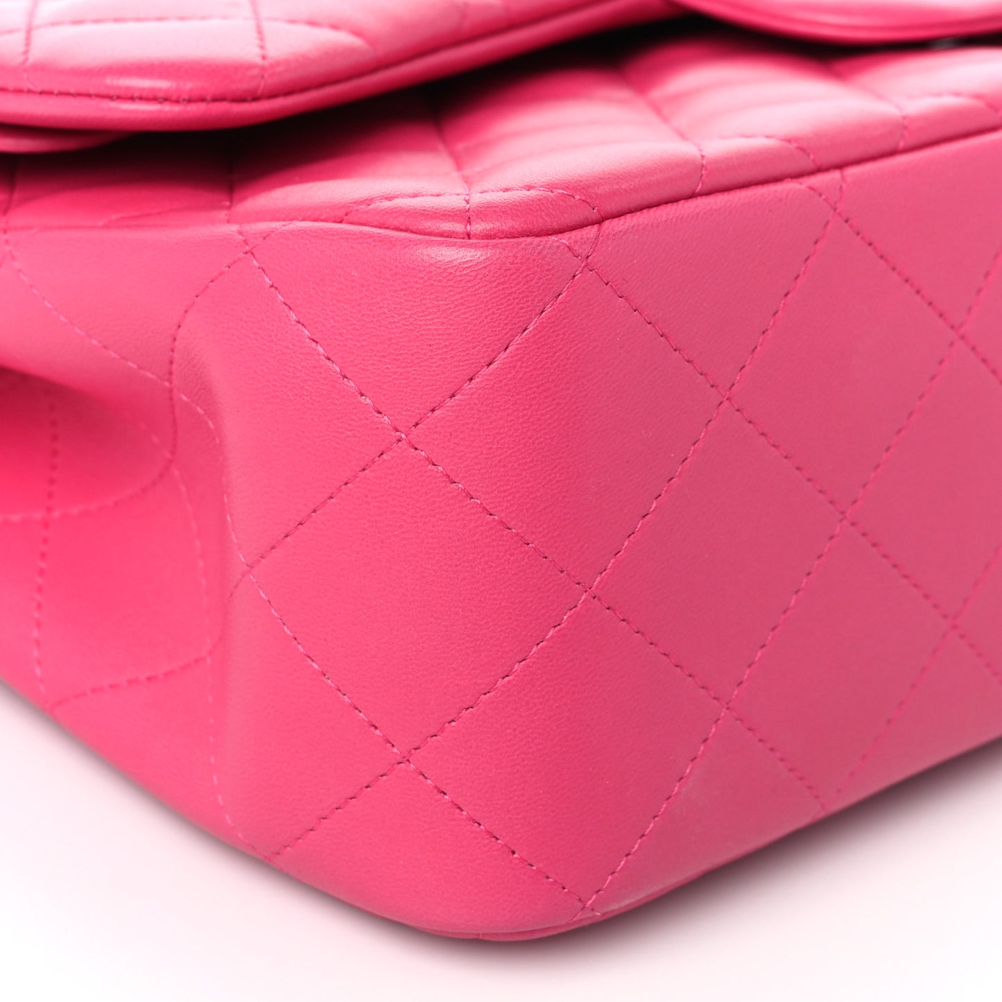 Lambskin Quilted Jumbo Double Flap Dark Pink