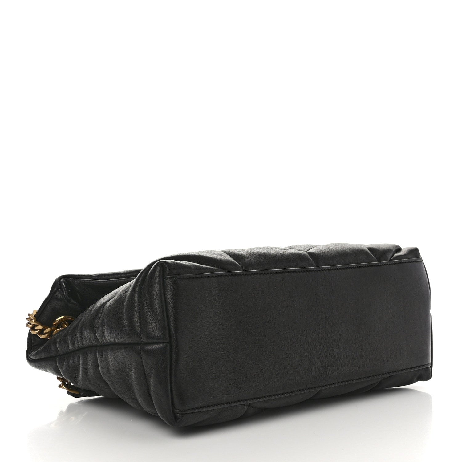 Saint Laurent Lambskin Quilted Medium Loulou Puffer Monogram Chain Satchel Black 4 of 9