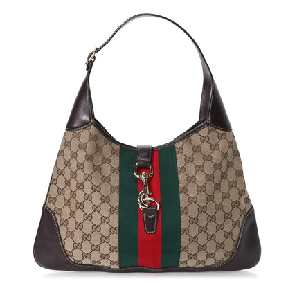 Gucci Monogram Web Jackie O Bouvier Hobo Dark Brown 1 of 10