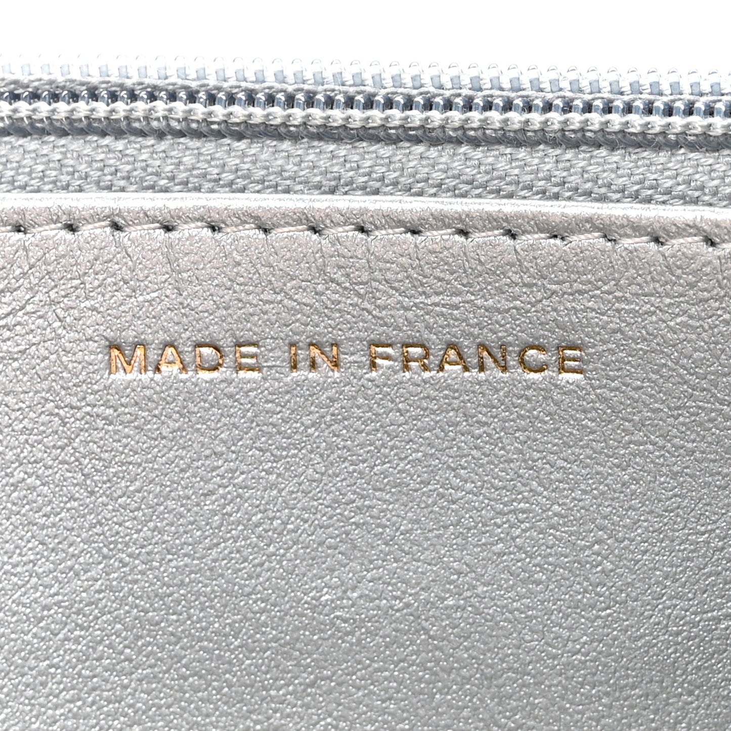 Iridescent Goatskin Quilted Wallet On Chain WOC Silver