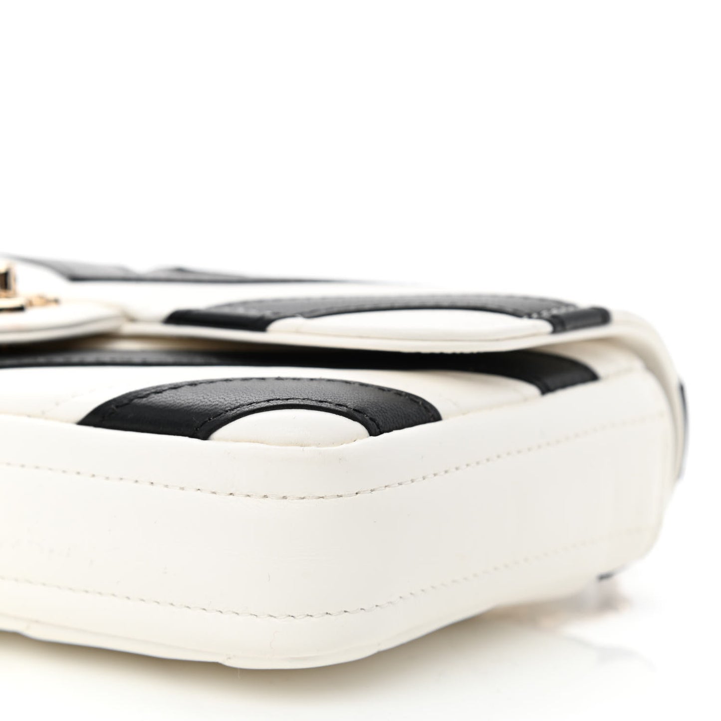 Lambskin Chevron Stitched Flap White Black