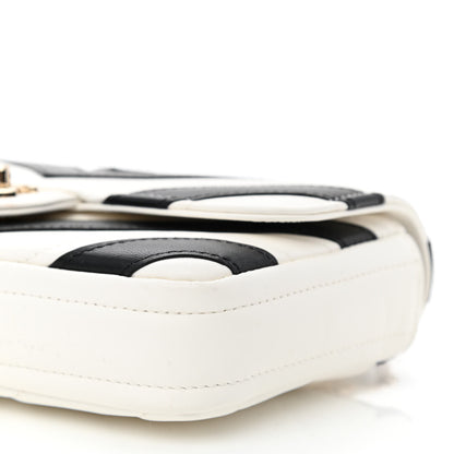 Chanel Lambskin Chevron Stitched Flap White Black 10 of 10