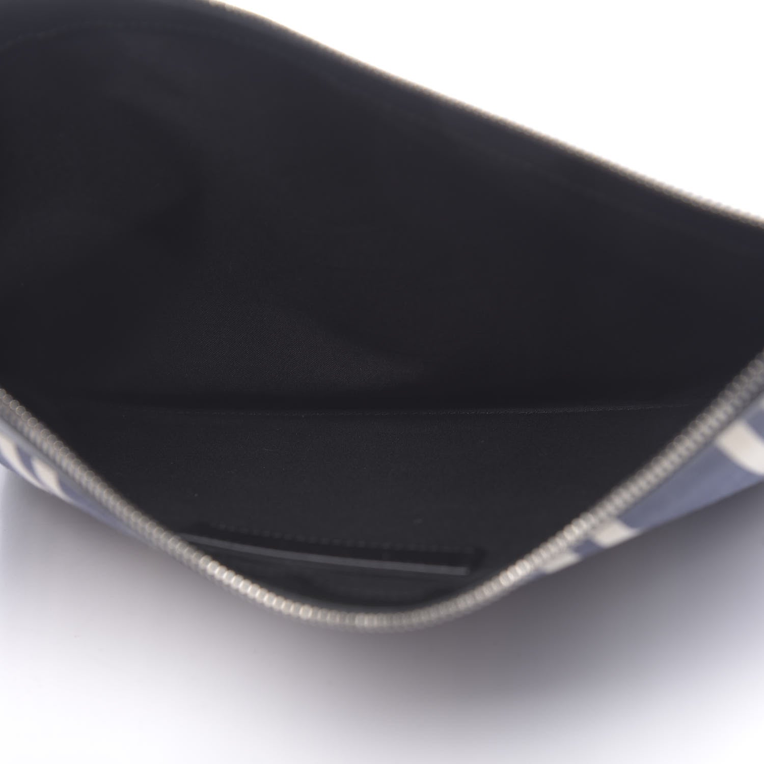 Balenciaga Calfskin Cotton Canvas Striped Logo Clutch Navy 5 of 11