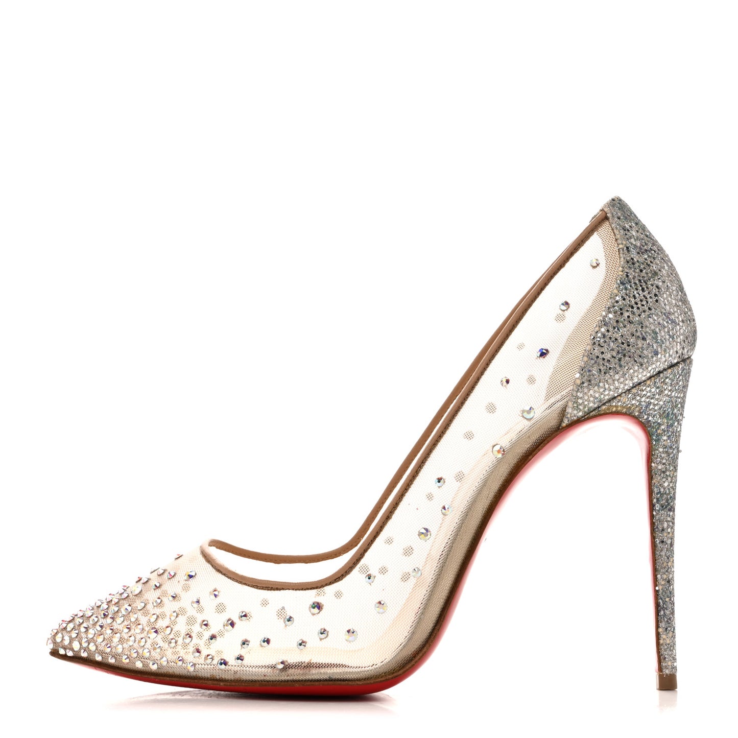 Suede Lame Crystal Strass Follies 100 Pumps 37 Light Silk