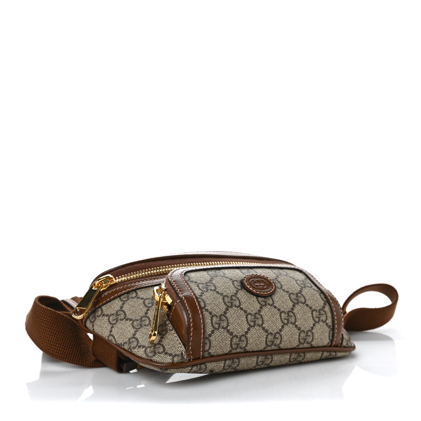 GG Supreme Monogram Textured Calfskin Retro Interlocking G Belt Bag Beige Ebony Brown Sugar