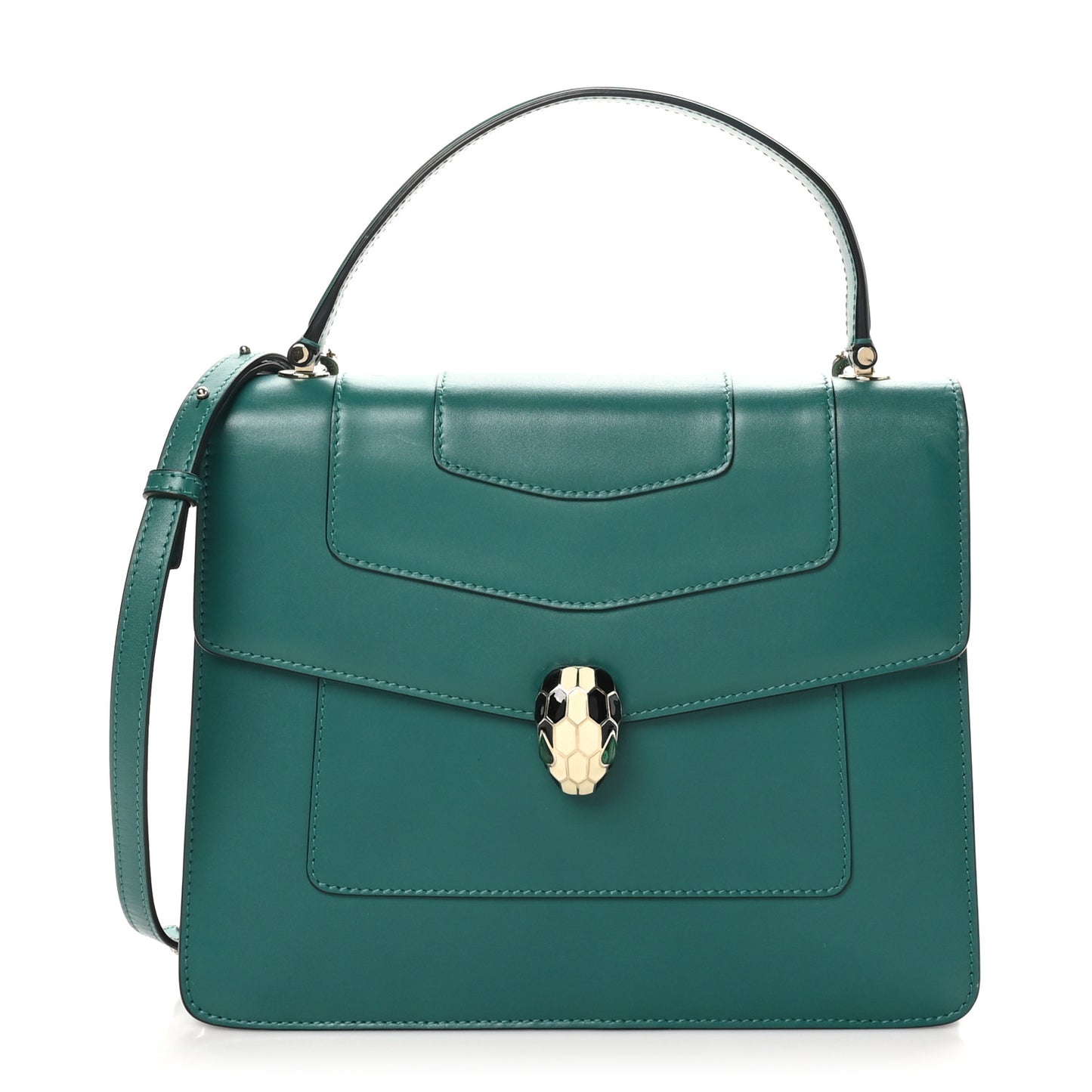 Calfskin Serpenti Forever Top Handle Emerald Green
