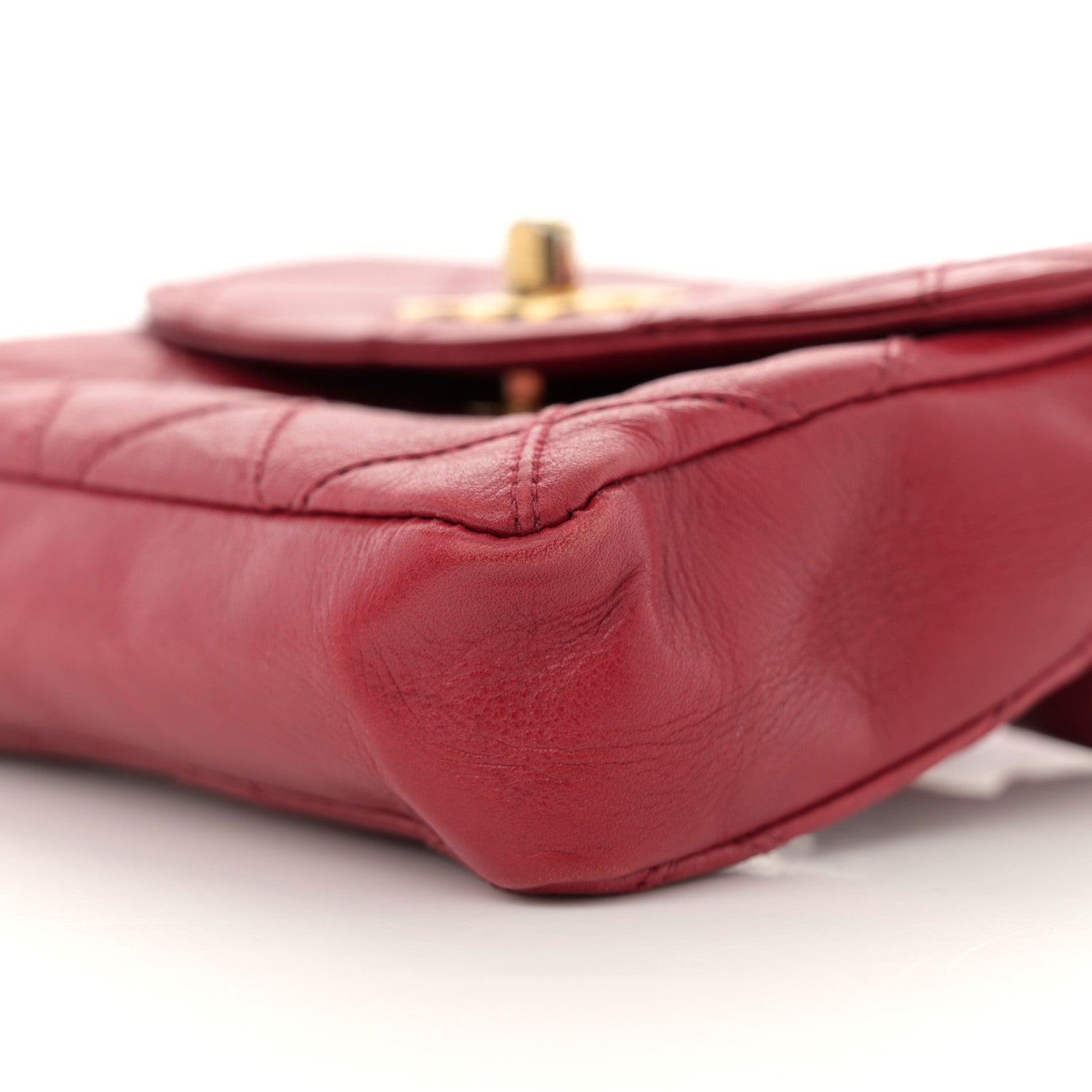 Chanel Lambskin Diamond Stitched Waist Chain Belt Flap Bag 70 28 Red 9 of 14