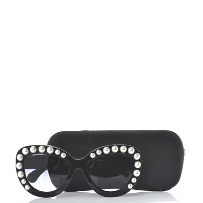 Chanel Pearl Cat Eye Sunglasses 71096 Black 7 of 7