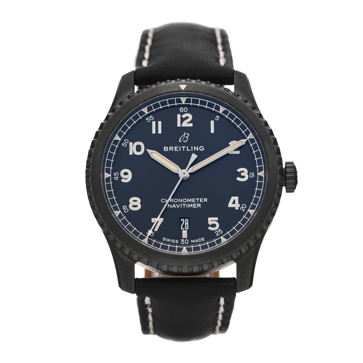 Breitling PVD Stainless Steel Calfskin 41mm Navitimer 8 Automatic Watch Blue M17314 1 of 5