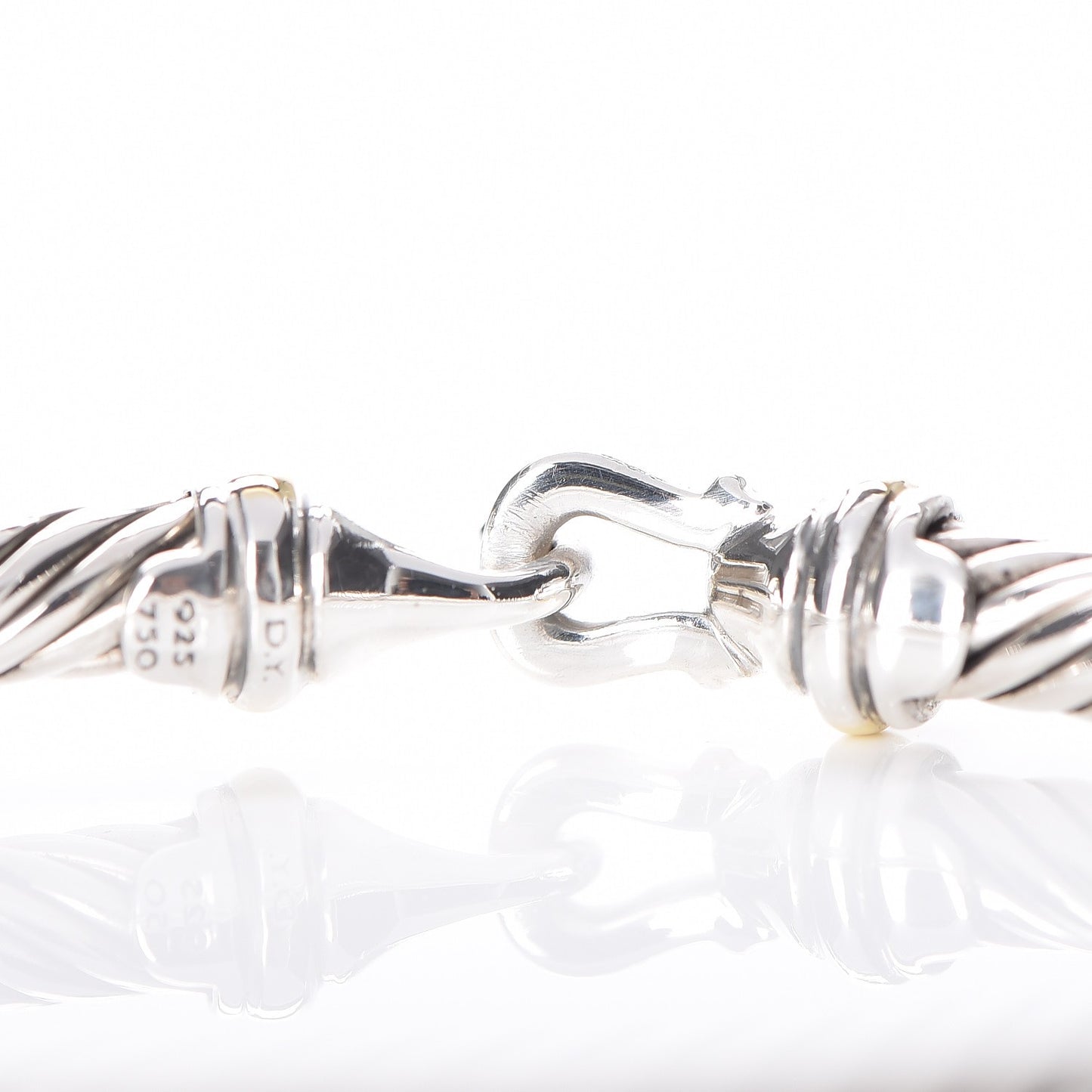 Sterling Silver 18K Yellow Gold 5mm Cable Classic Buckle Bracelet