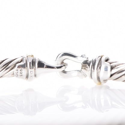 David Yurman Sterling Silver 18K Yellow Gold 5mm Cable Classic Buckle Bracelet 5 of 6
