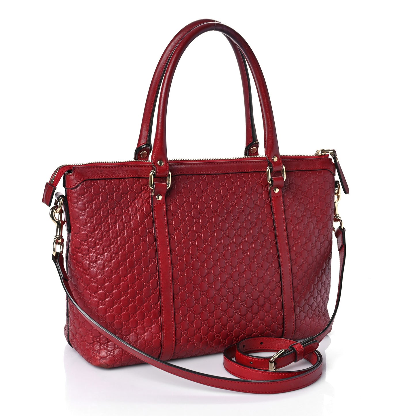 Soft Microguccissima Small Zippered Satchel Rosso