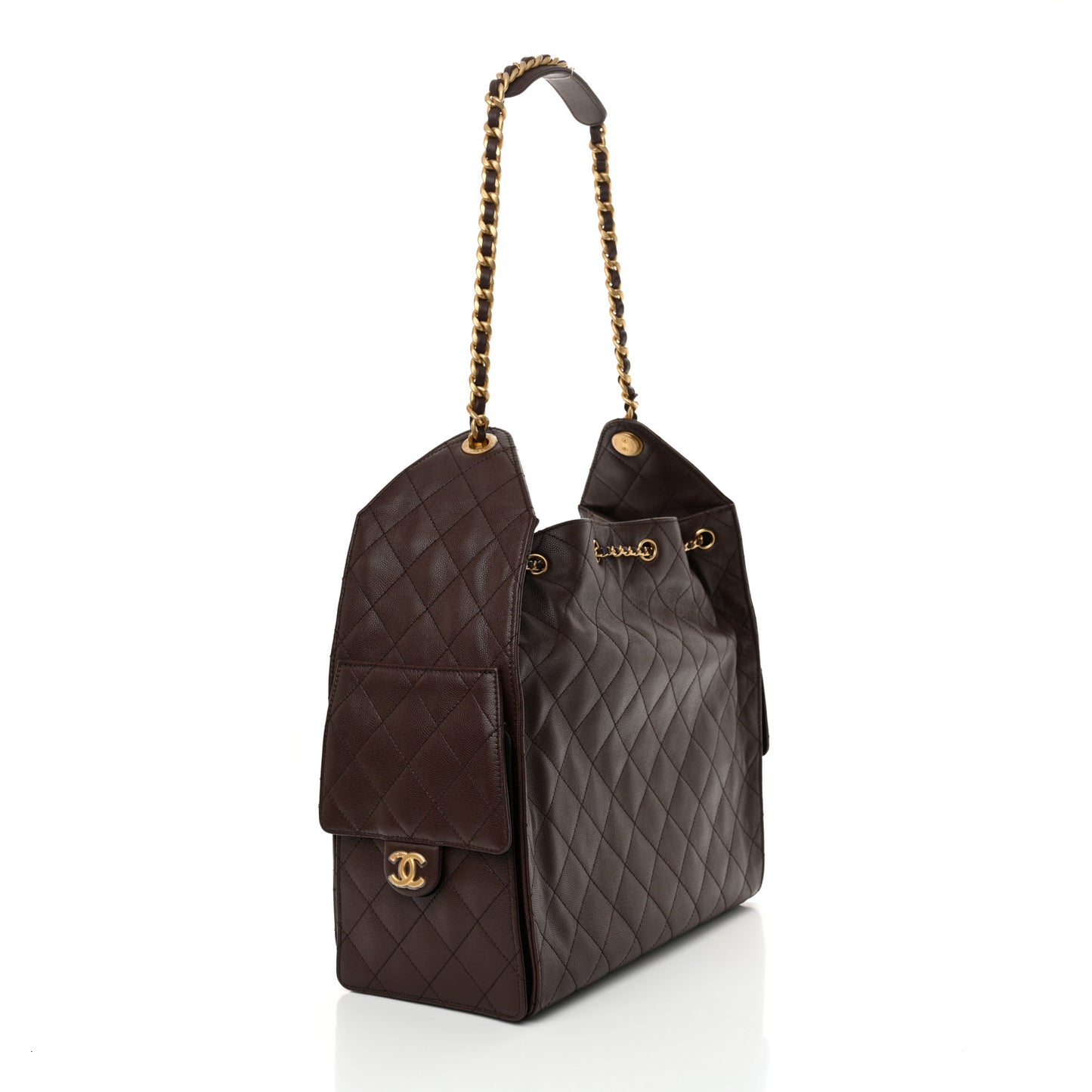 Caviar Quilted Medium Chanel 25 Handbag Dark Brown