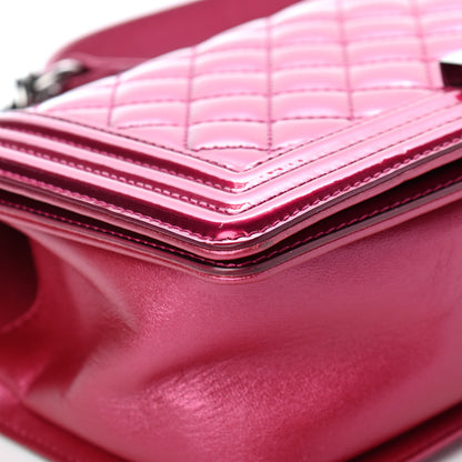 Chanel Metallic Patent Calfskin Quilted Medium Boy Flap Pink 8 of 19