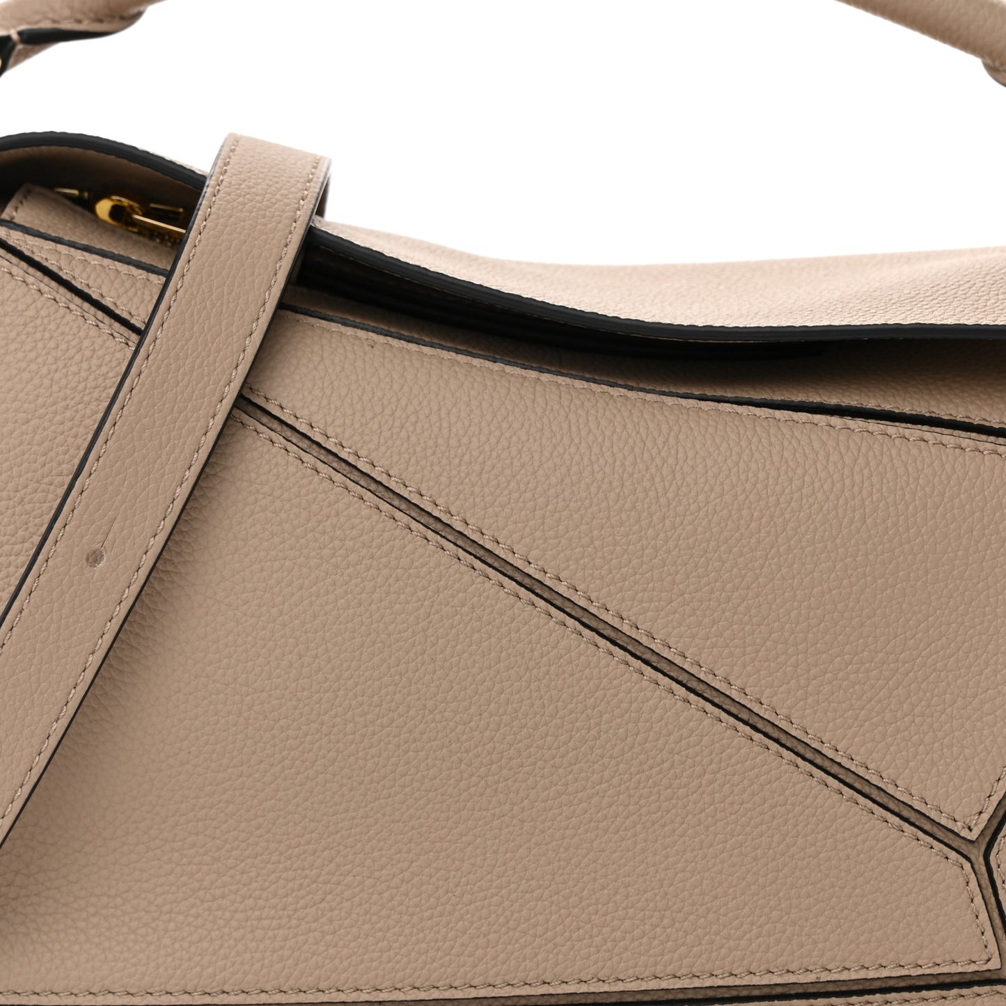 Grained Calfskin Small Puzzle Bag Sand