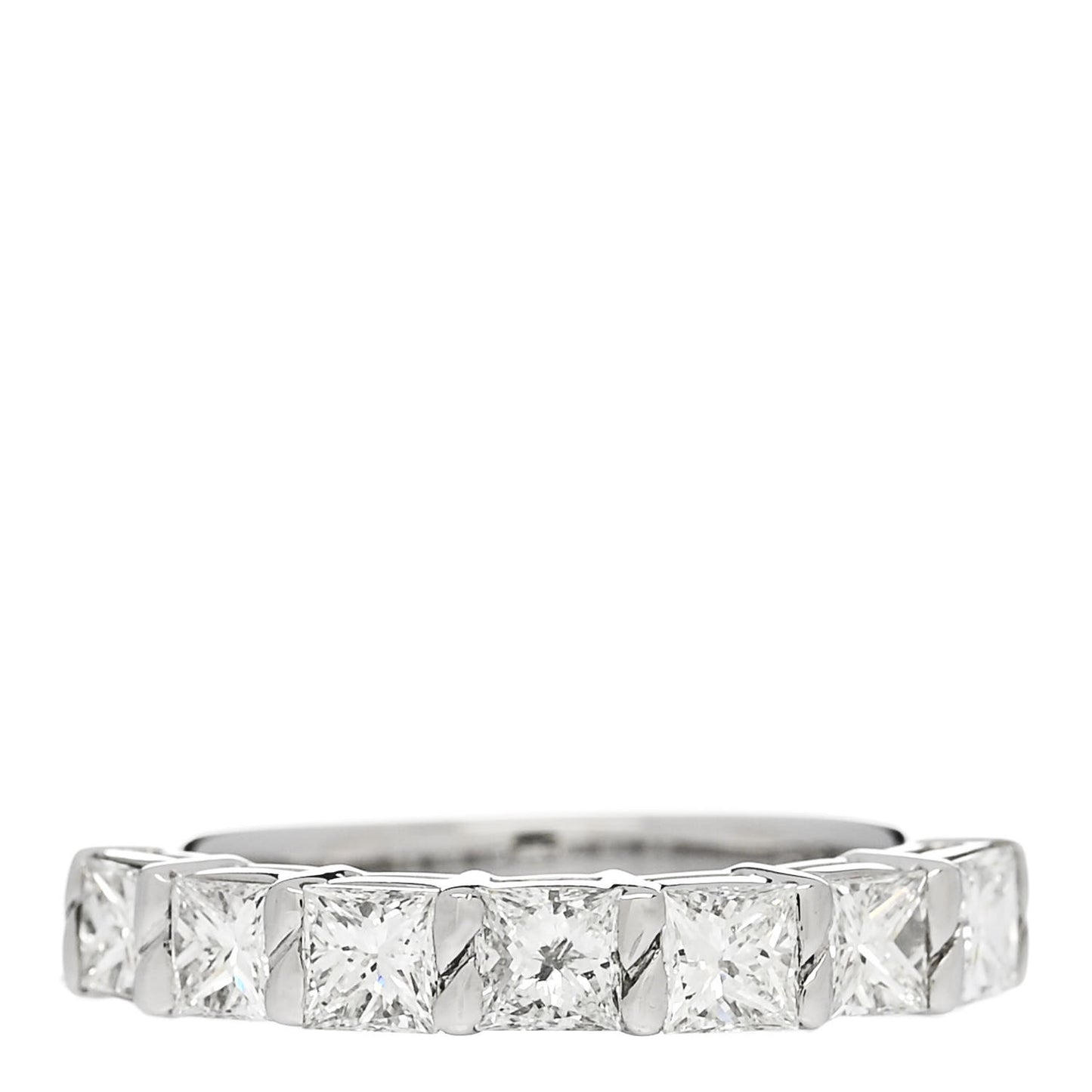 Platinum Diamond 1.00ct Princess Cut Half Eternity Band Ring 49 4.75