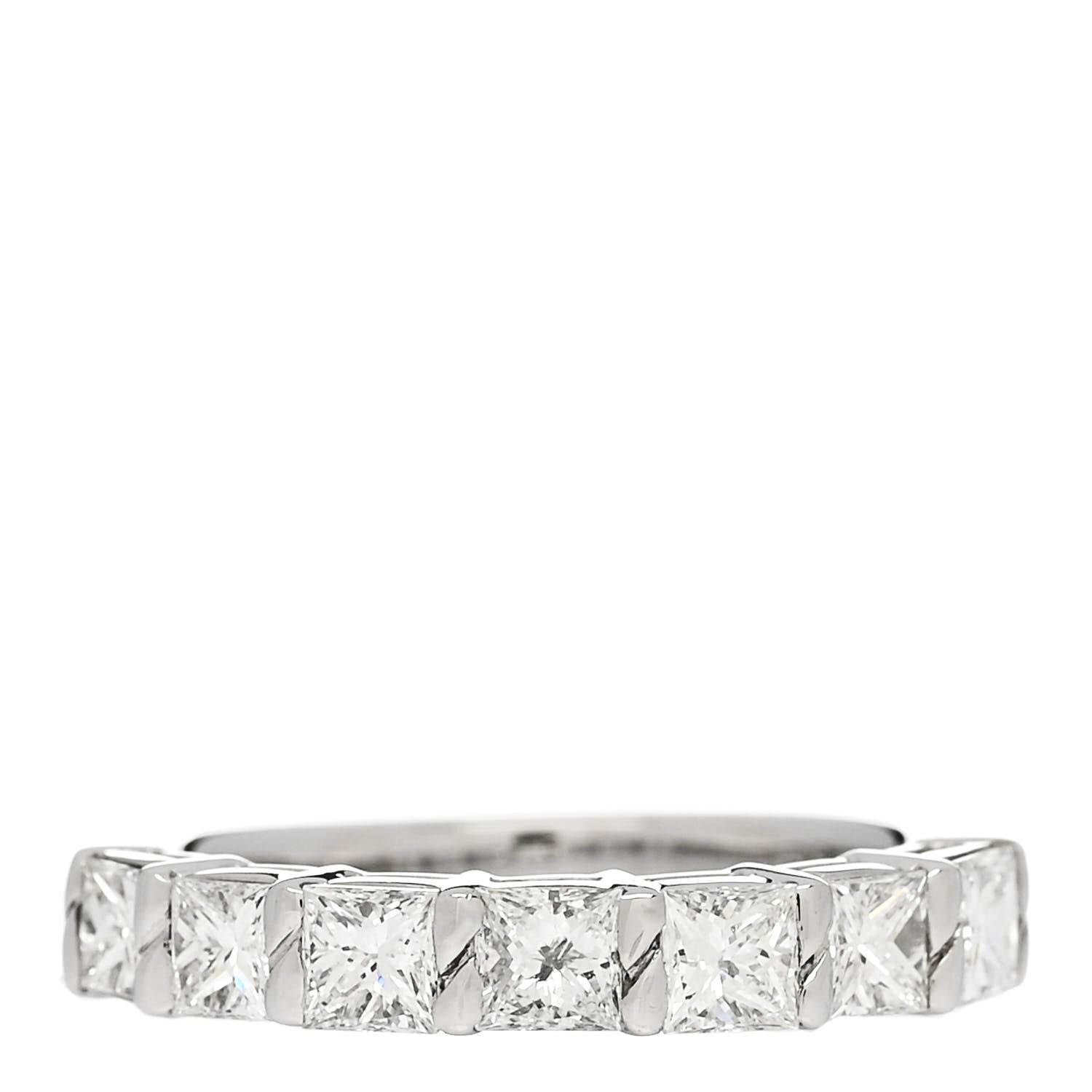 Parker & West by FASHIONPHILE Platinum Diamond 1.00ct Princess Cut Half Eternity Band Ring 49 4.75 1 of 10