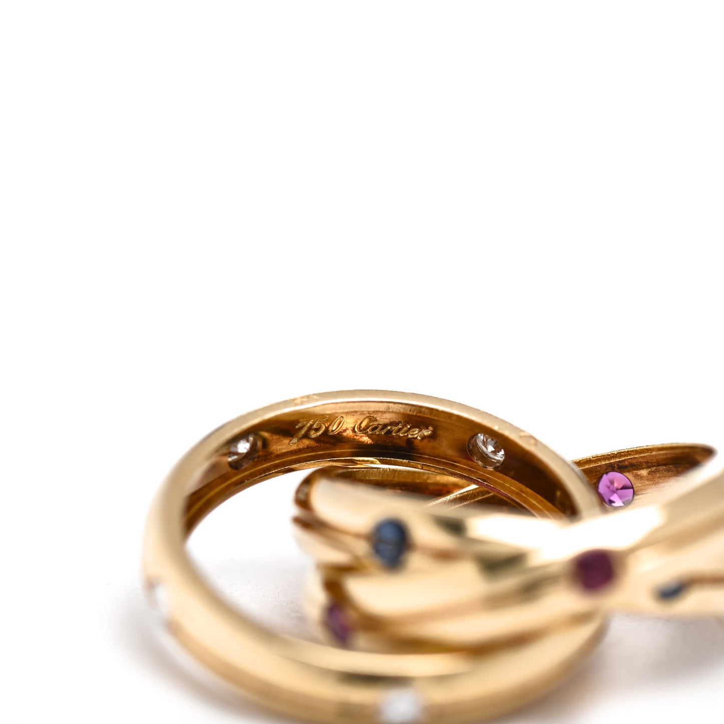 18K Yellow Gold Diamond Sapphire Ruby Constellation Trinity Ring 50 5.25