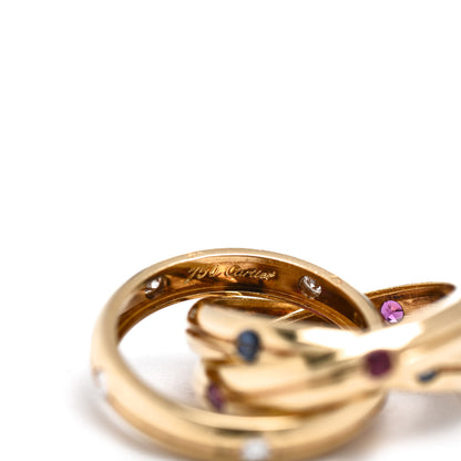 Cartier 18K Yellow Gold Diamond Sapphire Ruby Constellation Trinity Ring 50 5.25 4 of 4