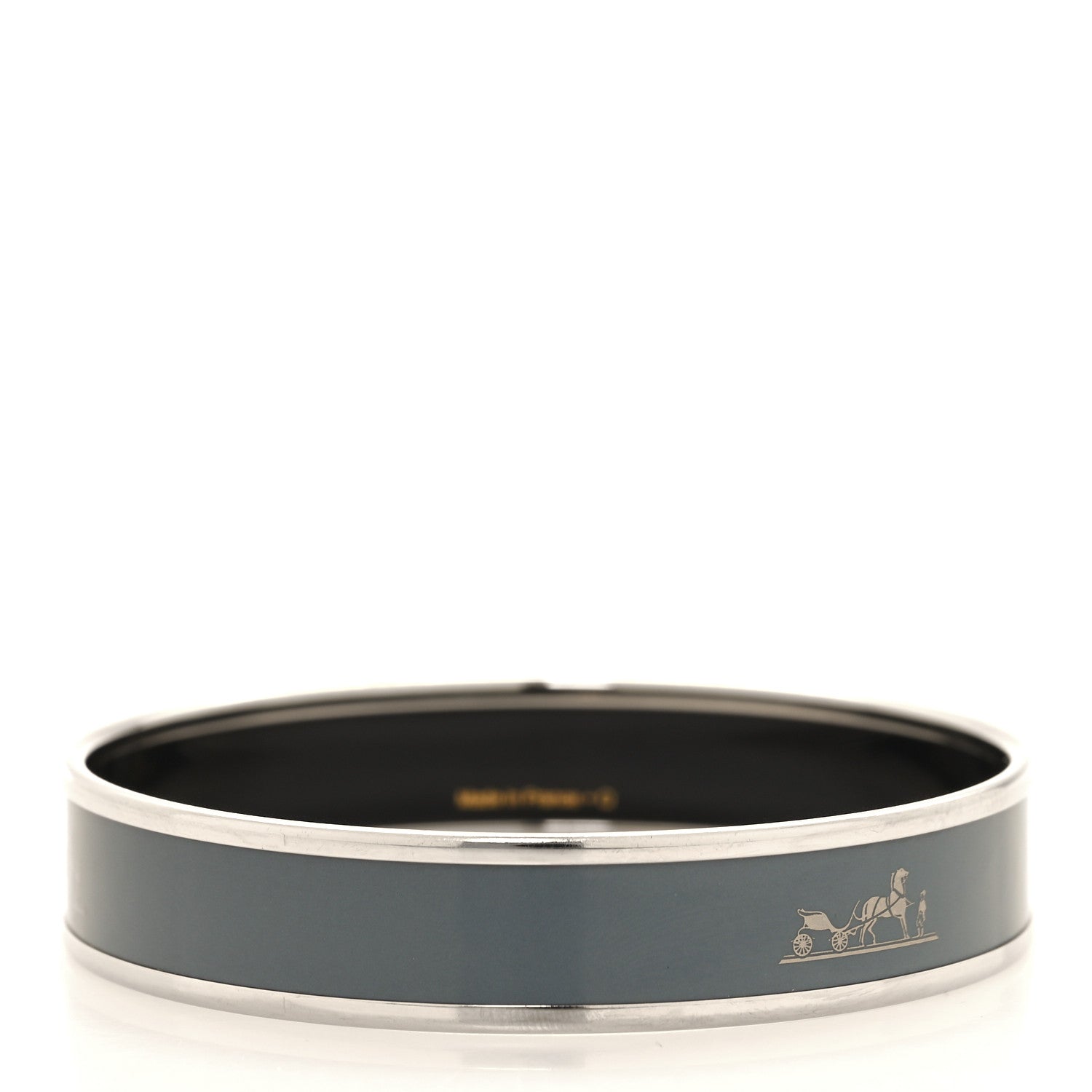 Hermes Enamel Printed Wide Caleche Bracelet 70 Gris Macadam 3 of 5