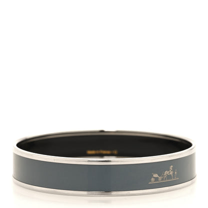 Hermes Enamel Printed Wide Caleche Bracelet 70 Gris Macadam 3 of 5