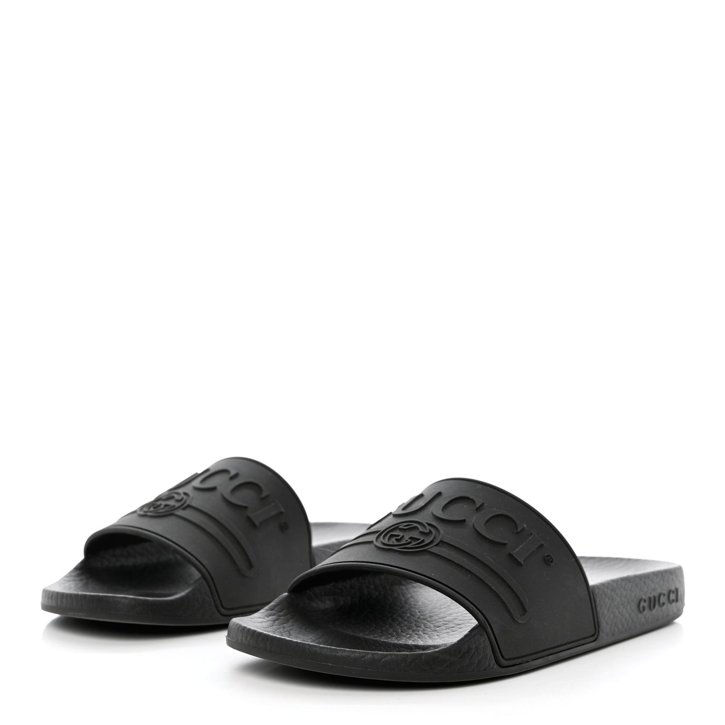 Rubber Womens Logo Slide Sandals 36 Black