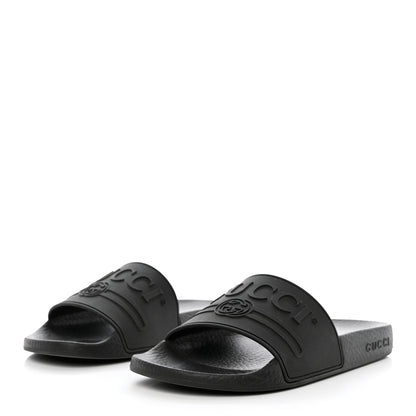 Gucci Rubber Womens Logo Slide Sandals 36 Black 3 of 9