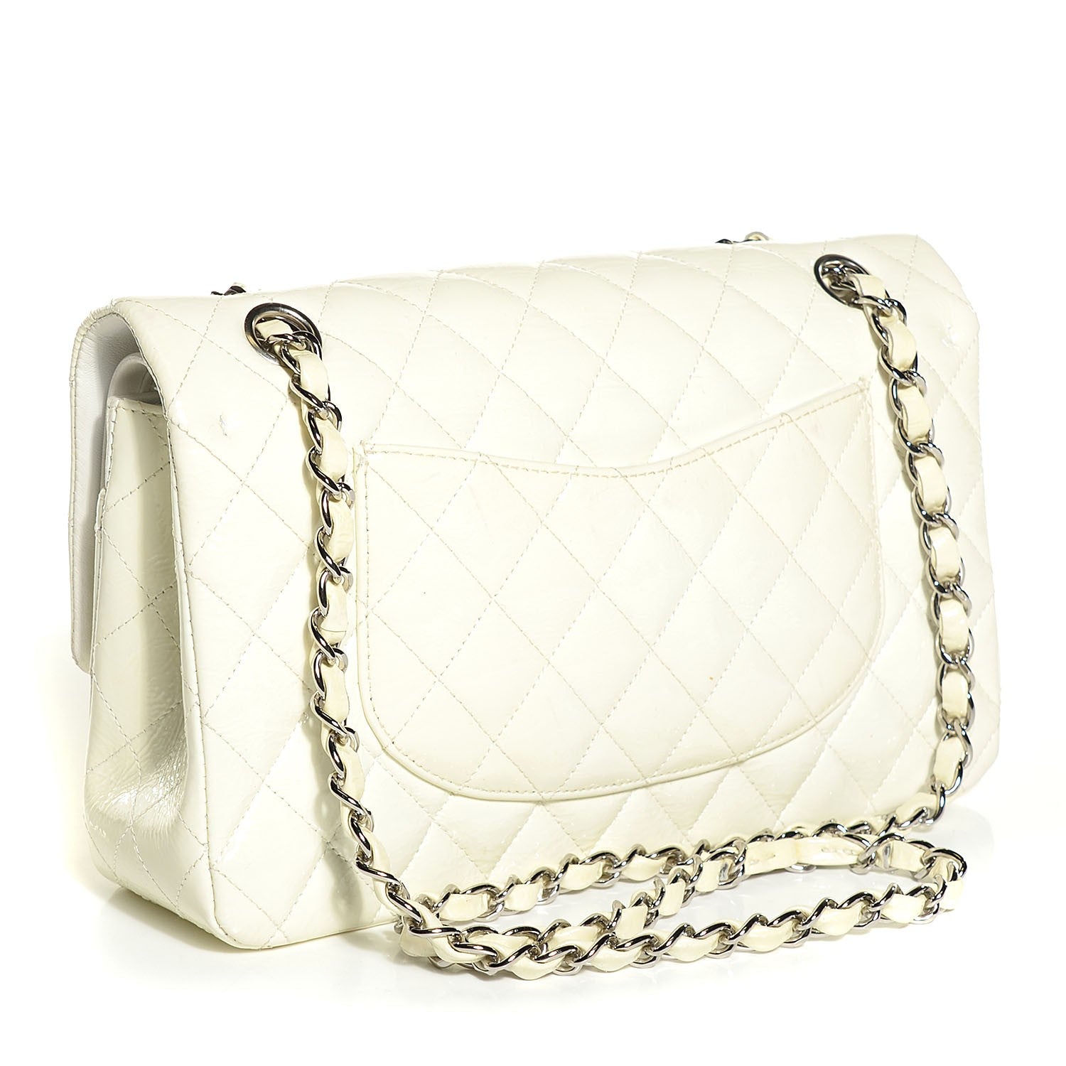Chanel Patent Quilted Medium Double Flap White 3 of 8