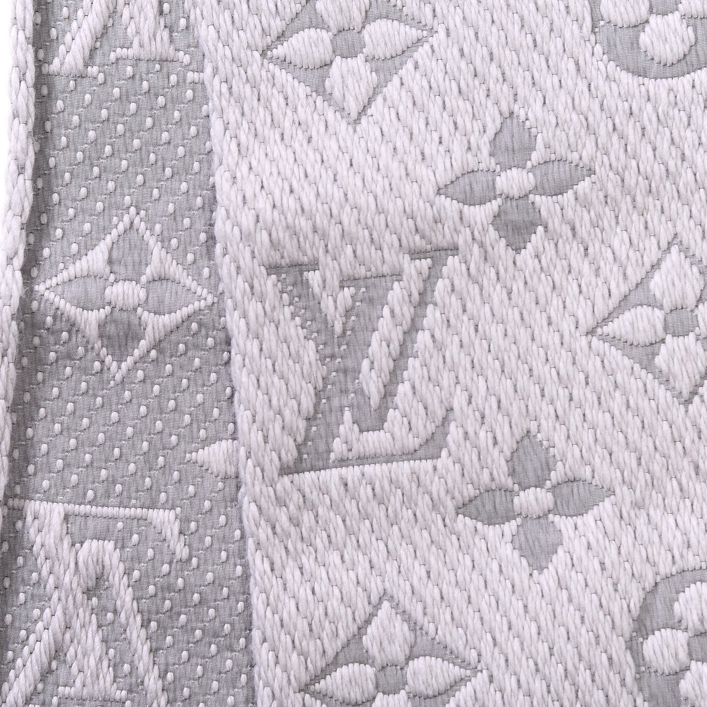 Wool Silk Logomania Scarf Pearl Grey
