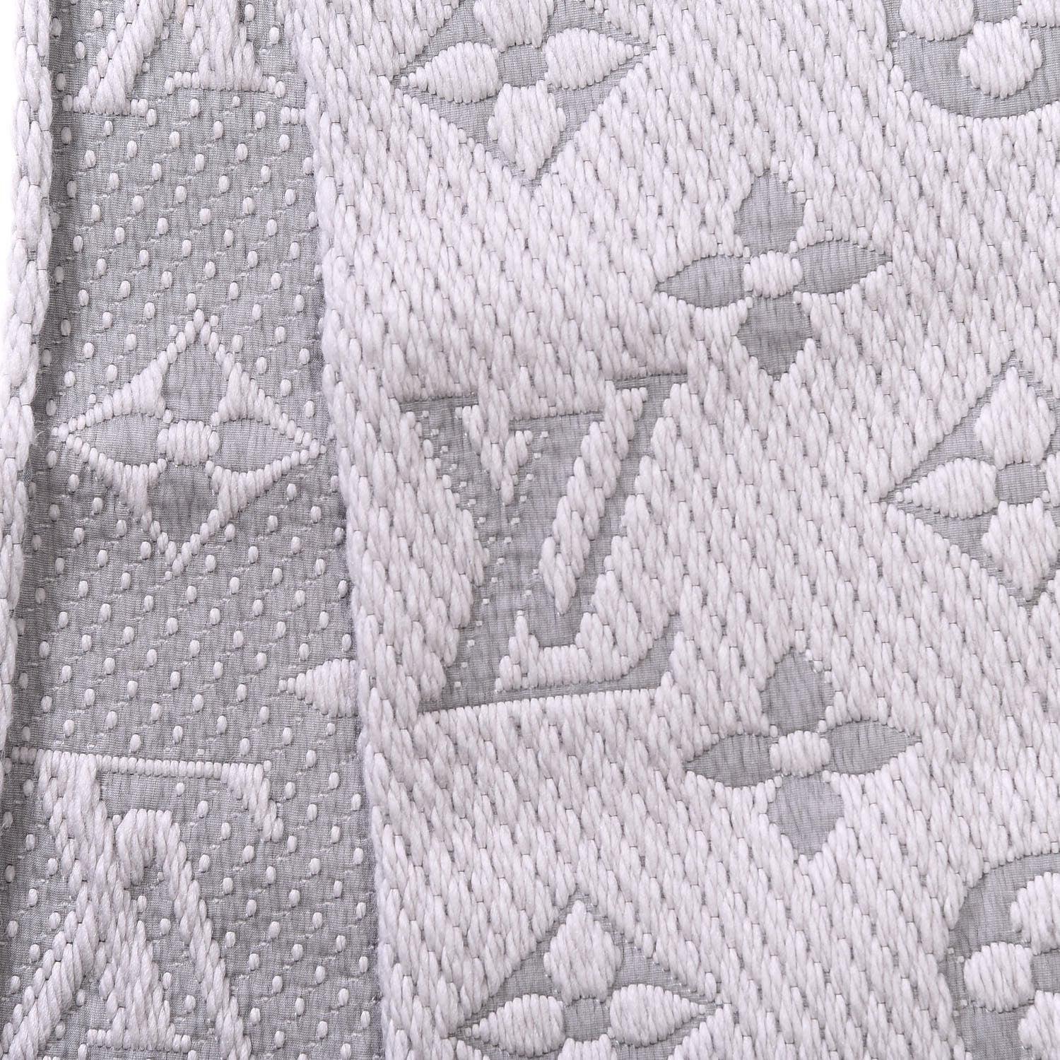 Louis Vuitton Wool Silk Logomania Scarf Pearl Grey 4 of 5