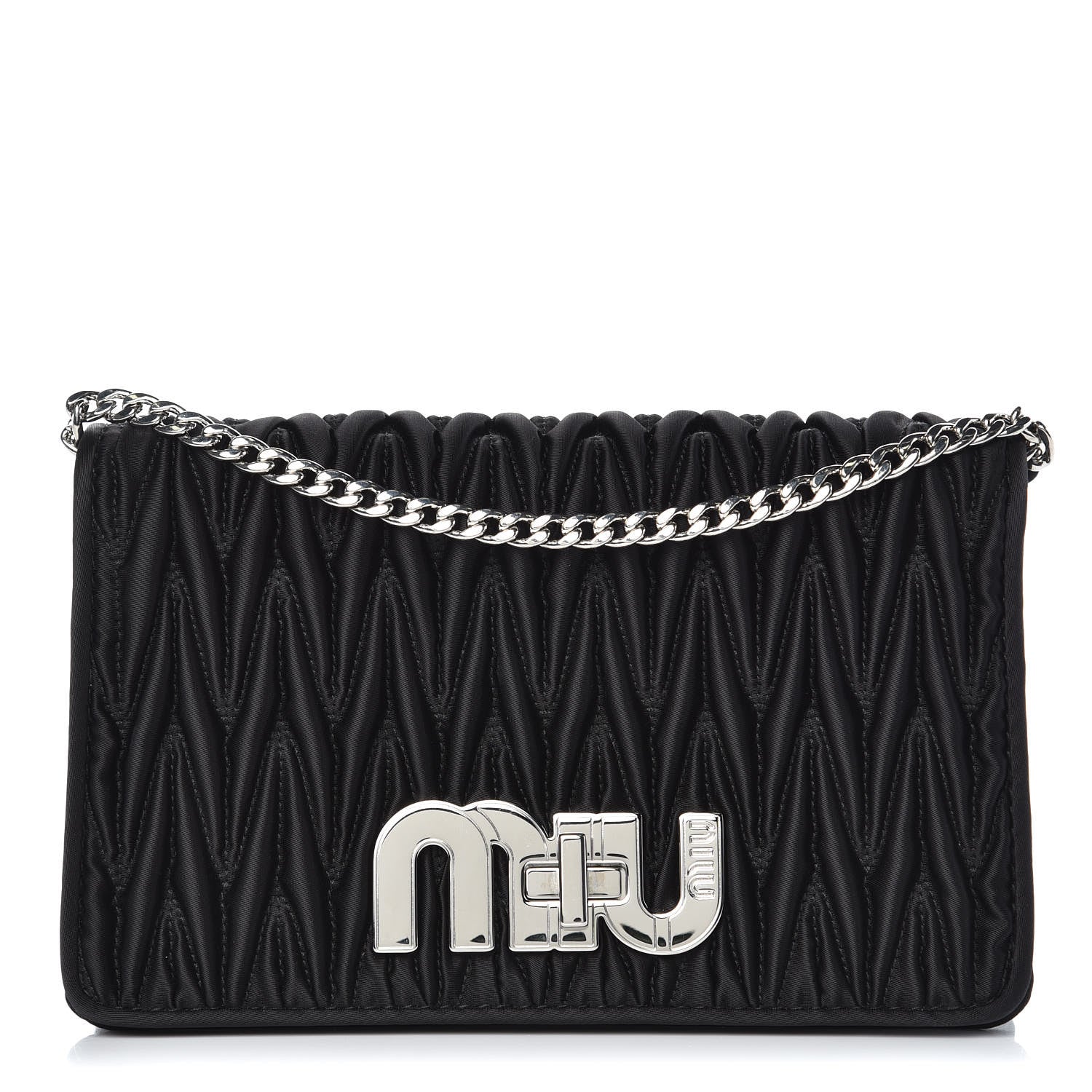 Miu Miu Tessuto Matelasse Delice Miu Logo Bag Black 1 of 9
