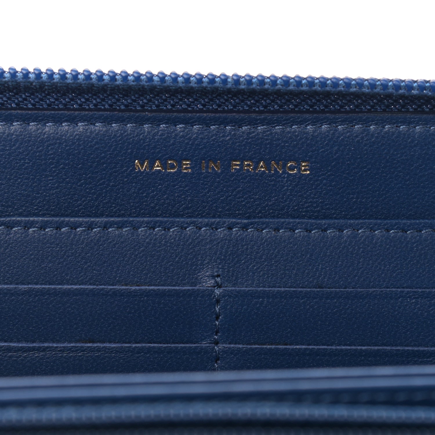 Chanel Lambskin Quilted Boy Zip Around Wallet Blue 7 of 10