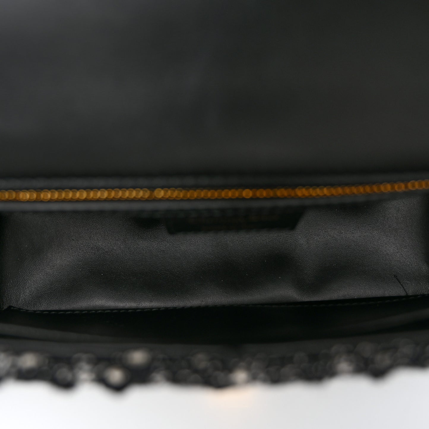 Calfskin Tweed Embroidered Cannage Medium Caro Bag Black White