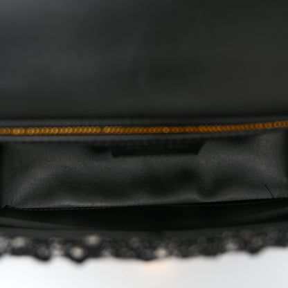 Christian Dior Calfskin Tweed Embroidered Cannage Medium Caro Bag Black White 5 of 10