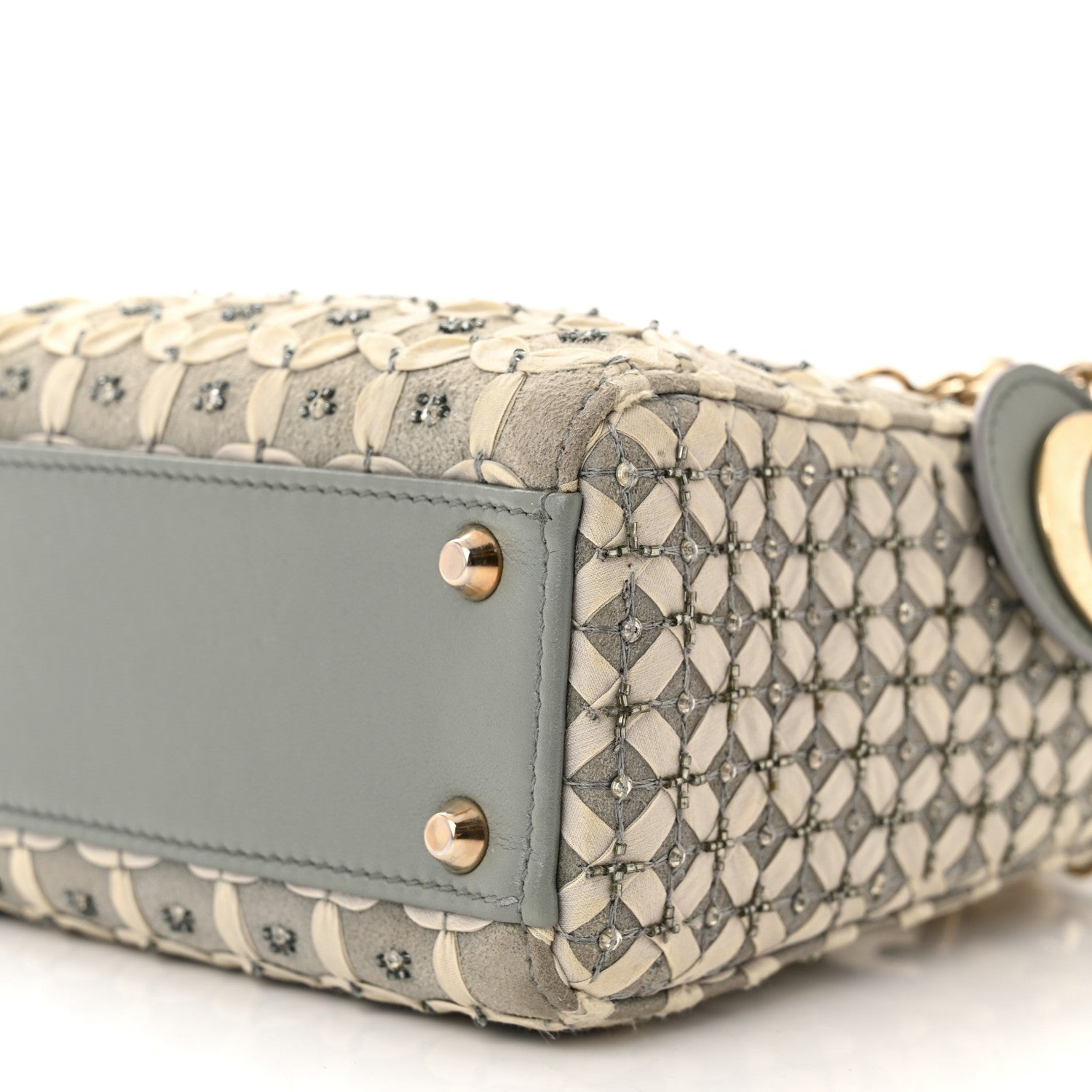 Christian Dior Suede Beaded Ribbon Mini Lady Dior Grey 10 of 10