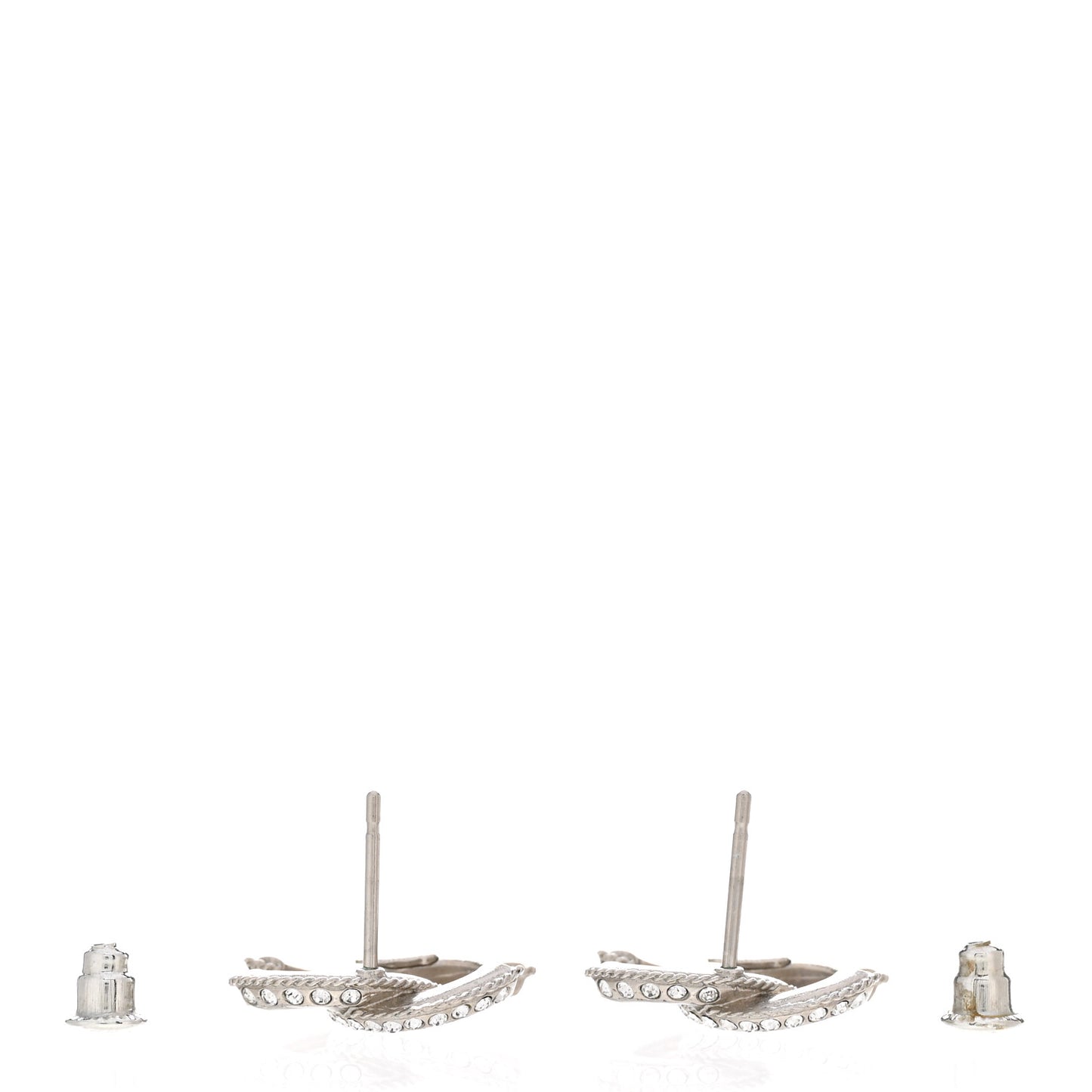 Enamel Crystal CC Earrings Silver