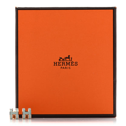 Hermes Rose Gold Lacquered Mini Pop H Earrings  Bleu Zephyr 6 of 6