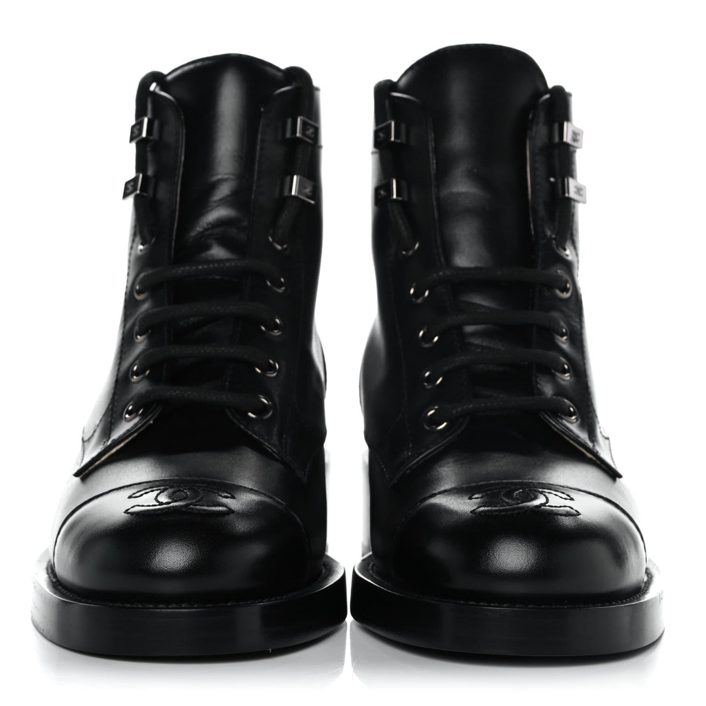 Calfskin Combat Boots 36 Black