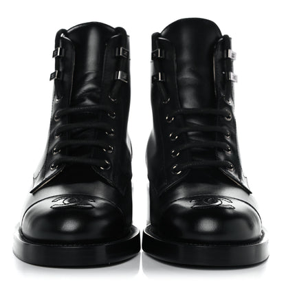 Chanel Calfskin Combat Boots 36 Black 2 of 9