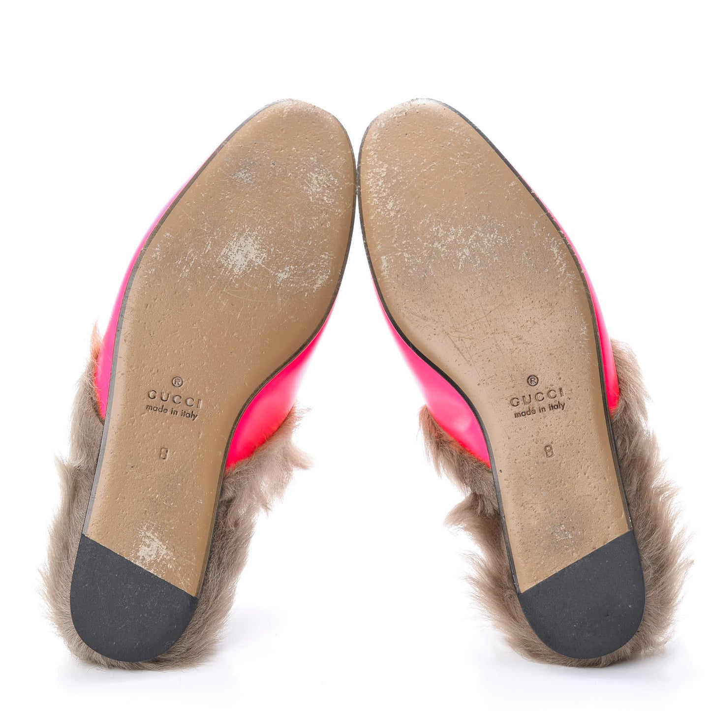 Calfskin Fur Mens Princetown Slippers 8 Fuxia Fluo Natural