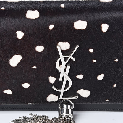 Saint Laurent Calf Hair Spotted Monogram Kate Tassel Chain Wallet Black 9 of 9