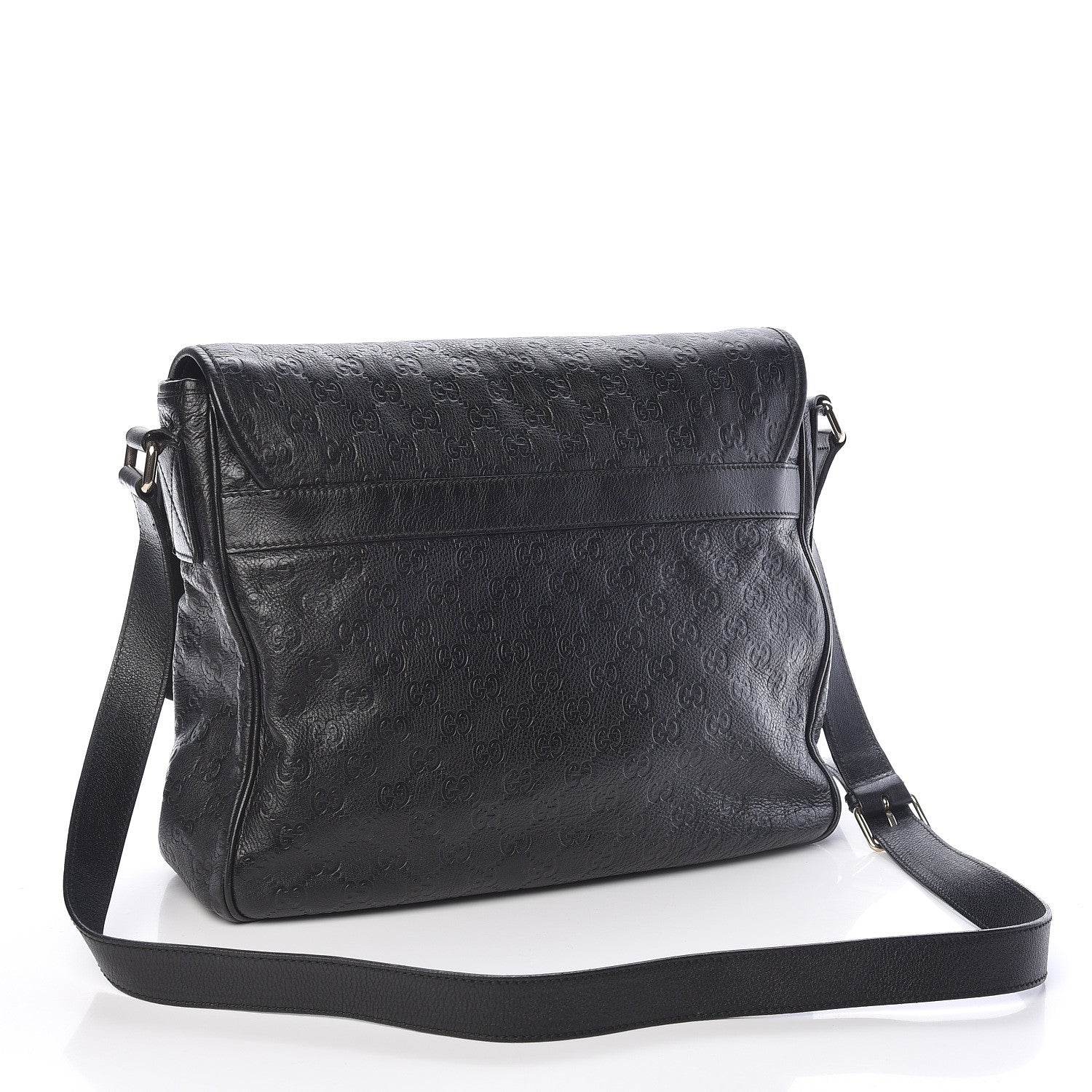 Gucci Guccissima Medium Flap Messenger Bag Black 3 of 10