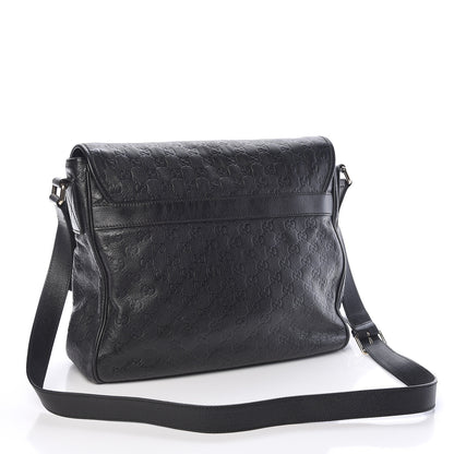 Gucci Guccissima Medium Flap Messenger Bag Black 3 of 10