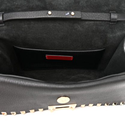 Valentino Garavani Pebbled Calfskin Rockstud Double Flap Crossbody Bag Black 5 of 14