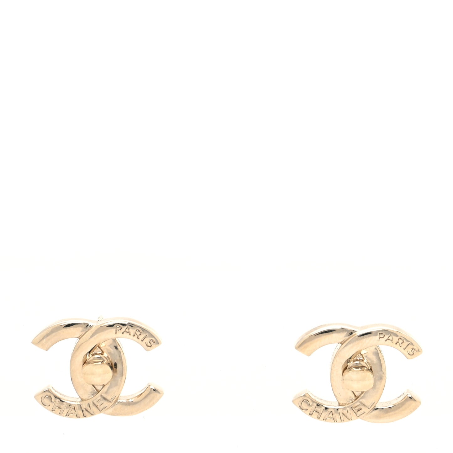 Metal Logo CC Turnlock Earrings Gold