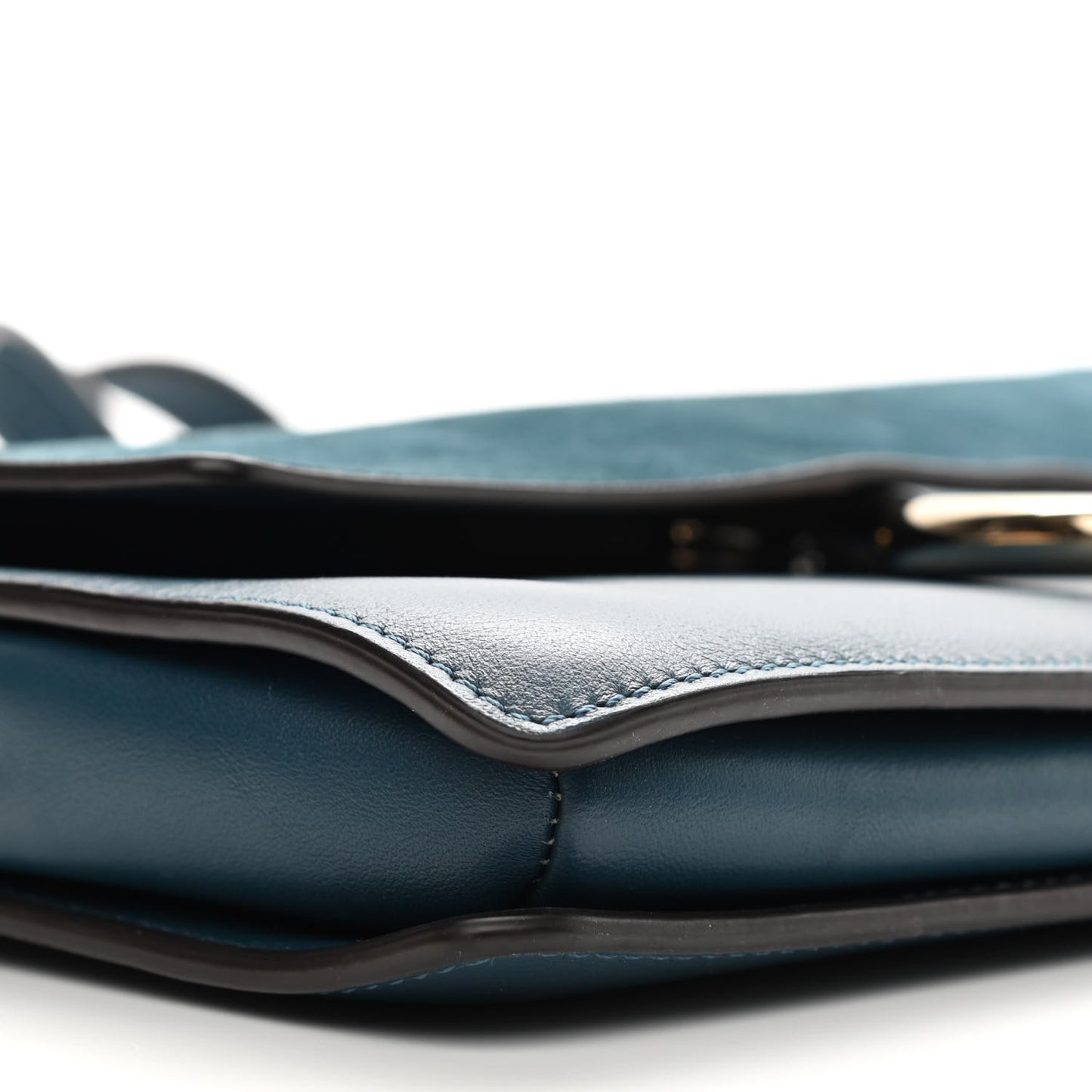Suede Calfskin Small Faye Shoulder Bag Majolica Blue