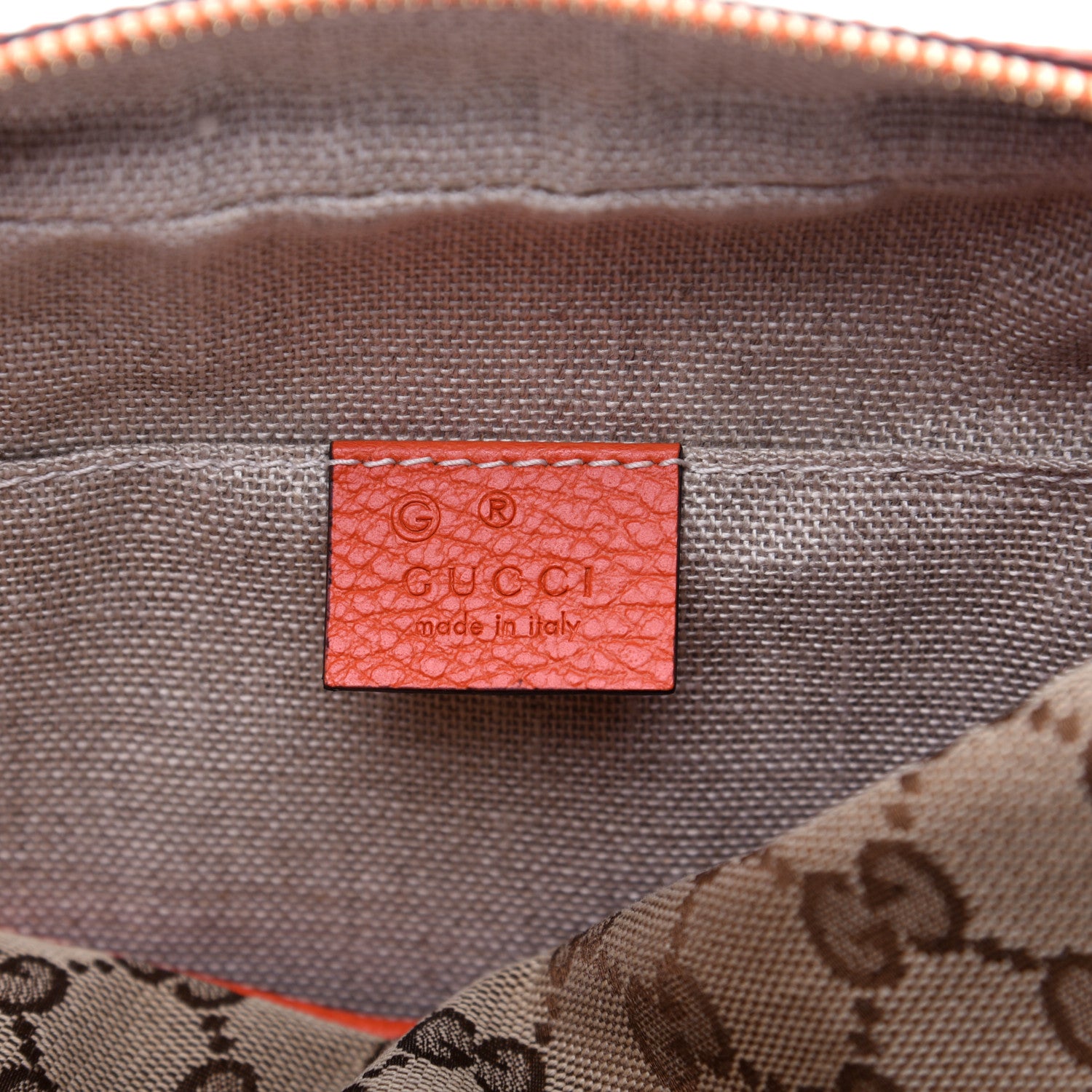 Gucci Monogram Dollar Calfskin Mini Bree Messenger Bag Beige Ebony Sun Orange 8 of 13