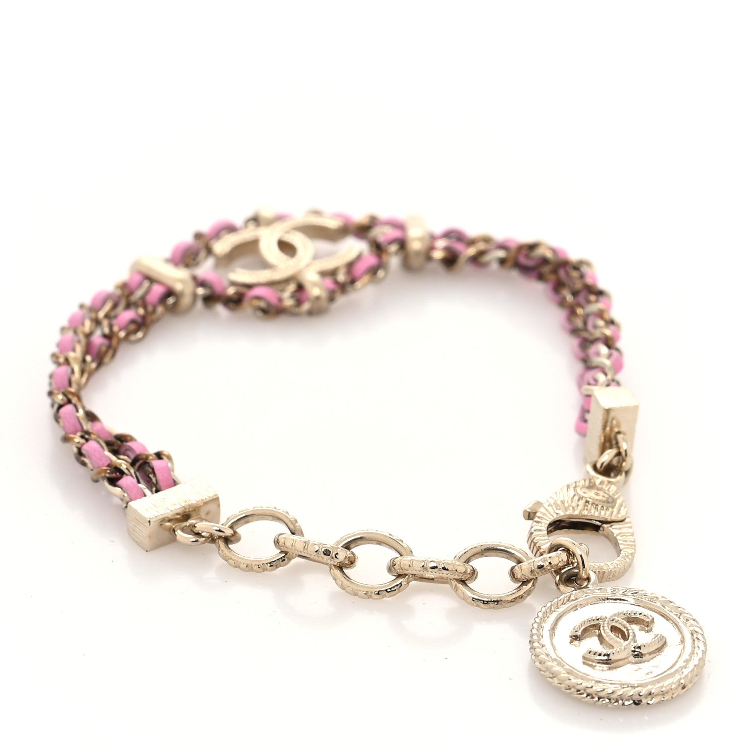 Chanel Metal Lambskin CC Chain Link Bracelet Pink 3 of 5
