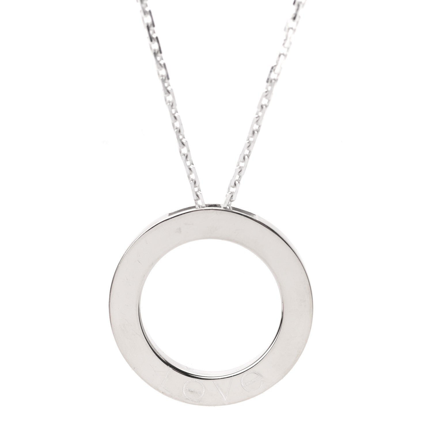 Cartier 18K White Gold 3 Diamonds LOVE Pendant Necklace 4 of 5